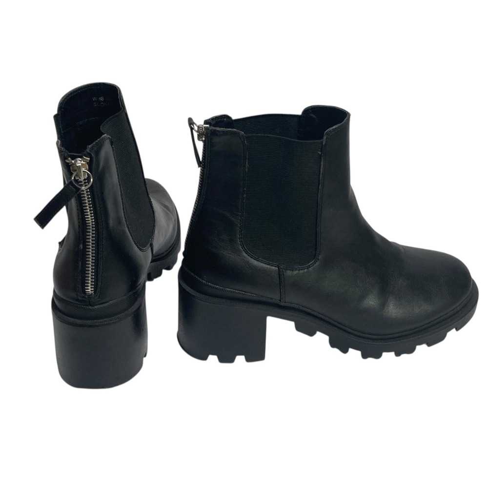 Dolce Vita Ankle Booties Sooki Faux Leather Black Heel Zip Lug‎  Sole 9 M Women